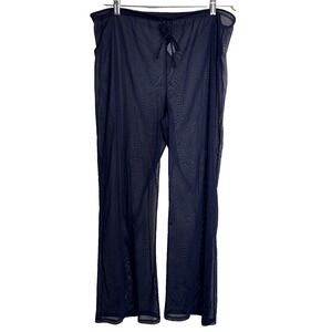Style & Co Swim Coverup Pants L Navy Mesh Sheer Wide Leg Resort Beachwear Lounge